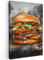 MuchoWow© Wandbilder 40x60 cm Schlafzimmer Home Deko Wohnung Bild Wohnzimmer Fotoleinwand Wand Bilder Leinwand Wall Decor Banksy - Street Pop Art - Burger - Essen - Kunst - Grau - Graffiti