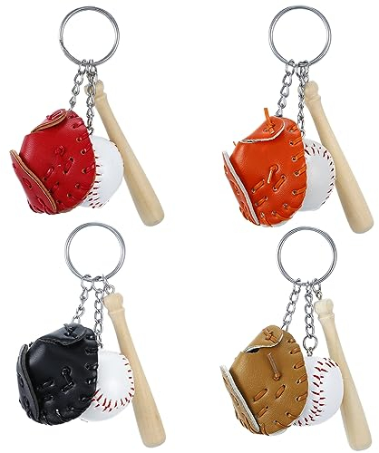 Fayemint 4 Stück Baseball Schlüsselanhänger, Sport Schlüsselanhänger, Mini Baseballschläger Schlüsselanhänger, für Schlüssel, Autos, Handtaschen, Rucksäcke