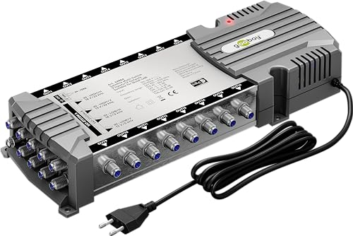 goobay 64884 Sat-Multischalter/Kompakt-Multischalter / 9 Eingänge / 16 Ausgänge / 4K, 8K UHD/DAB+ / für 16 Teilnehmer
