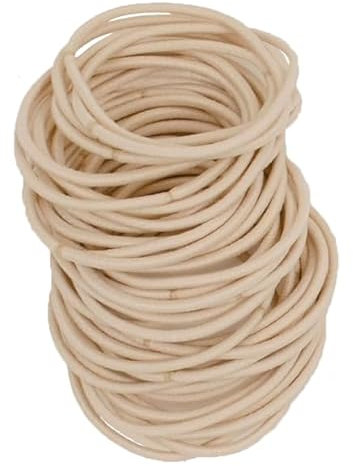 WROLY Hair Bands, Hair Bands For Women, Ponytail Holders, Hair Bobbles Hair Ties 4mm, Hairbands Hair Bands For Girls, Hair Bobbles Elastic Hair Bands (50-Hair Bands (Beige))