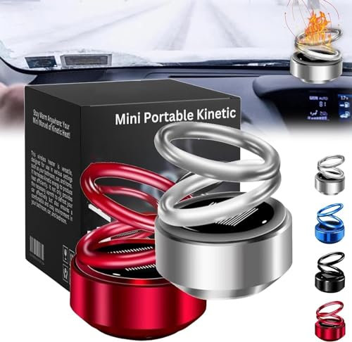 Tragbare Kinetische Mini Diffusor, Mini Diffusor Kinetische Diffusor,automatisch rotierende Solar-Doppelring-Diffusor, Kinetische Diffusor Für Fahrzeuge, Wohnzimmer (Red+Gray)