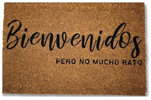 koko doormats Felpudo Entrada Casa Original de Coco Natural “Bienvenidos Pero no Mucho rato” | Alfombra de Entrada Antideslizante para Exterior e Interior | 60x40 cm | Diseño Divertido | Base PVC
