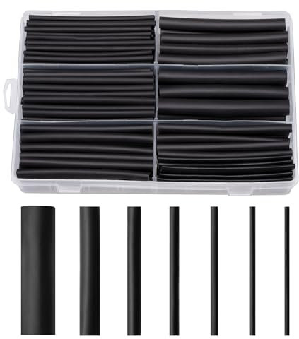 200 Pièces Gaine Thermorétractable Noir 9cm Longe, 3:1 Gaine Thermoretractable Etanche Termo-Rétractable- 2,4 à 19,1mm - pour Fil Electrique Câbles Isolants
