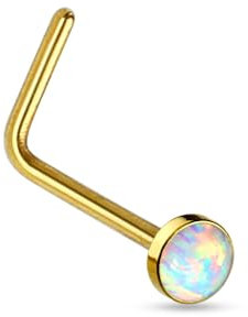 Treuheld® Nasenpiercing mit Opalith | Nasenstecker | Farbe: gold