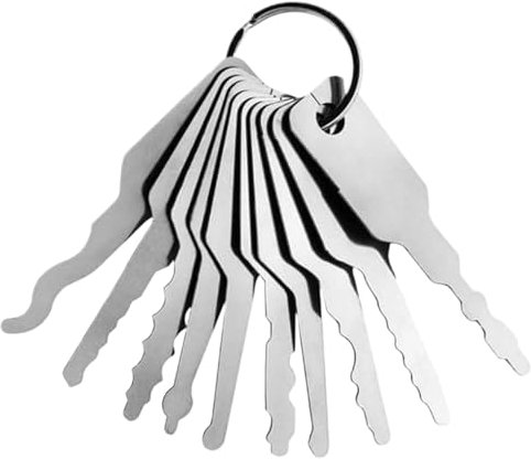 Lock Pick Set 10Pcs Fake Keys Stainless Steel Keys 2.9x0.7 Master Keys Replacement Skeleton Lock Pick Set Multiple Shapes Lock Picking Emergency Tool for Bathroom Locks Car Locks
