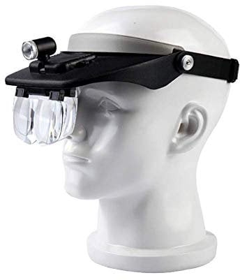 ZHANGYON Magnifying Glass Headband Magnifier with Light, Head Mounted Magnifying Glasses for Close Work Magnifying Lenses Journey