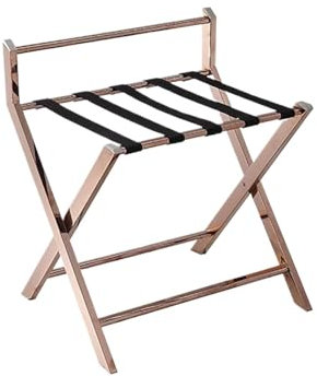 GOOPEEG Porte-Valise Pliant, Chambre D'hôtel avec Dossier Pliable, Porte-Bagages en Acier Inoxydable, Support De Rangement Au Sol Porte Valise pour Chambre(Gold)