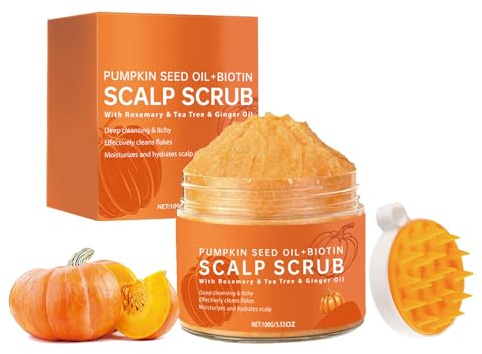 Pumpkin Seed Oil Scalp Scrub, Kopfhaut Peeling, KüRbiskernöL-Kopfhaut Massage-Peeling, Tiefenreinigung Bei Schuppen Und Fettiger Haut (1PC, 100g)