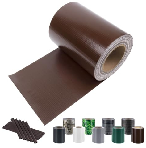 Sunnylaxx 19cmx35m Bandes Brise Vue pour Clôture avec Clips Marron | Bandes occultantes PVC,Brise-Vue de Clôture,Imperméable,Décoration de Jardin.