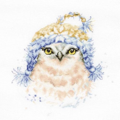 Luca-S B2306 Owl with Coin Cross Stitch Kit Cotton Multi-Coloured 19x18.5 cm