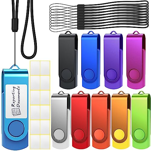 Chiavetta USB 4 GB, 10 Pezzi 4GB PenDrive Ruotare 4 Giga Chiavette USB 2.0 Metallo Unità Flash Drive Colori Misti Pennetta Memoria USB By Uflatek