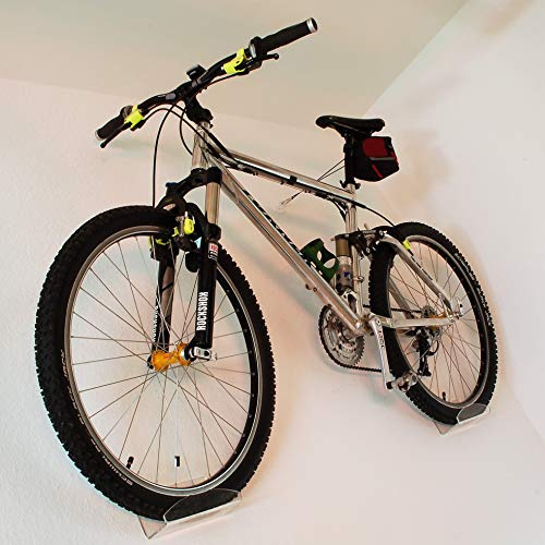 LOBOTEC Wandhalterung für Fahrräder, Fahrrad Wandhalterung aus transparentem, hochwertigem Acryl, Wandaufhängung Fahrrad aus Acrylglas, Damenrad, Mountainbike & Rennrad Wandhalterung
