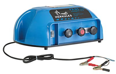 Herkules Farmland PA 65 Trio Weidezaungerät - Weidezaungerät für 9V-, 12V- und 230V Betrieb - Langlebiges und witterungsbeständiges Weidezaungerät mit Batterie - Weidezaungerät für Schafe