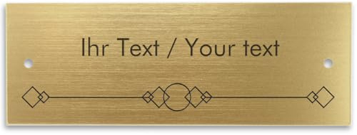 Placa para nombre con texto grabado personalizado, acrílico rectangular, efecto latón, 180 x 65 mm, color dorado metálico