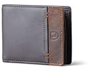 Lakeland Leather Stitch Bi-Fold Wallet for Men - RFID Protected Brown Leather Wallet with Coin Pocket, ID Window & 6 Card Slots - Classic Slim Design