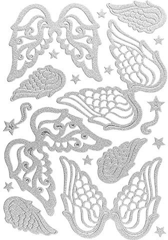 Ideen mit Herz 3-D Sticker Deluxe | Winter & Weihnachten | Erhabene Aufkleber | ideal für Weihnachts-Deko & Weihnachtskarten basteln | Bogengröße: 21 x 30 cm (Engelsflügel | silber)