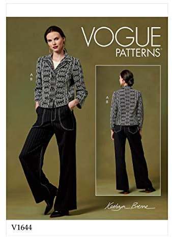Vogue Patterns-V1644E5-Misses Suits & Coordinates; Misses Pants, Jumpsuits & Shorts; Misses Jackets & Vests, White