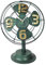 Emartbuy Vintage Retro Industrial Style Metal Table Fan Clock Rustic Home Office Decor - Green