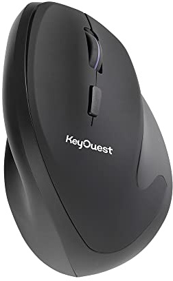 KeyOuest - Souris sans Fil Ergo Confort - Souris pour Droitiers, 6 Boutons, 800 à 1600 Dpi - Compatible PC et Mac, Plug & Play - Noire