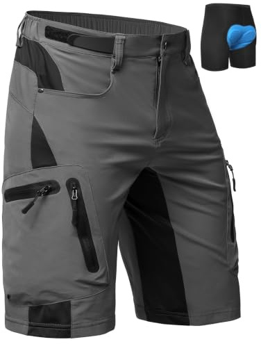 Cycorld Pantalon MTB Homme – Pantalon de Cyclisme avec Coussin 4D (Gris, S)