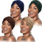 SATINIOR 4 Stücke Turbane für Frauen Soft Vorgebunden Knot Mode Plissee Turban Hut Mütze Kopfwickel Schlafmütze, 4 Farben (Khaki, Kaffee, Marineblau, Grün)