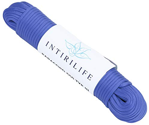 INTIRILIFE 31m Nylon Outdoor Seil in BLAU – Garten Seil 31 Meter lang und 4 mm dick – Paracord Seil Schnur reißfest und robust mit 7 Kernfäden vielseitig einsetzbar für Garten und co.