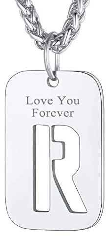 Richsteel Anhänger für Herren Damen Edelstahl Buchstabe R Halskette Personalisierbar Gravuren