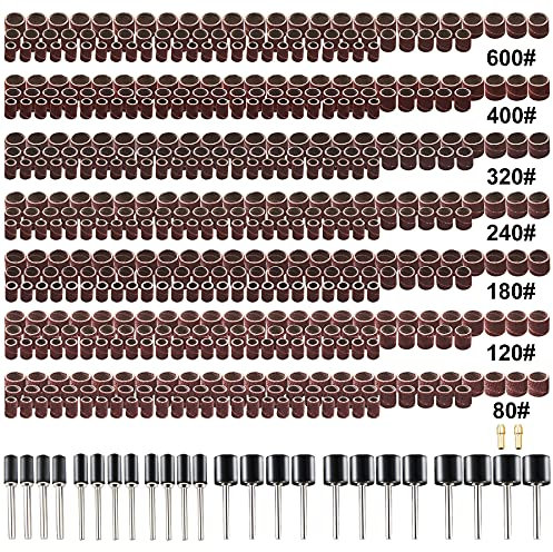 551pcs Sanding Drum for Rotary Tool, Sanding Bands Sleeves Kit for Drum Sander with Drum Mandrels and Self-Tightening Drill Chuck