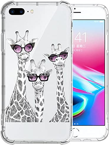 iPhone SE 2020 Case,iPhone 8 Case for Girl,Clear with Three Giraffes Pattern Design Plastic Shockproof TPU Bumper Protective Case Compatible with Apple iPhone 8/7/SE 2020