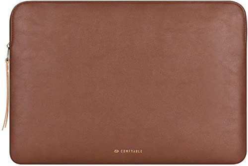 Comfyable Schlanke schützende Laptop-Hülle 14 Zoll kompatibel mit MacBook Pro 14 Zoll M4 M3 M2 Pro/Max 2023 & M1 2021 A2442, PU-Ledertasche wasserdichte Abdeckung Computer Hülle für Mac, Braun