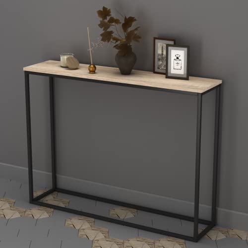 URBNLIVING Wooden Hallway Console Table with Metal Legs (Antique Oak)