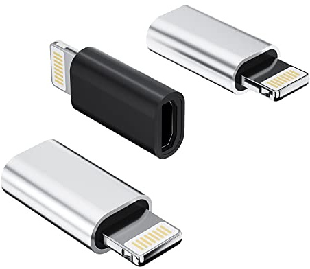 Adaptateur Micro USB Femelle vers Lightning mâle (Lot de 3) câble de Charge Android Port pour Apple pour iPhone 13 12 11 Pro Max Se X 8 Plus pour iPad Cordon de Charge convertisseur connecteur Charge
