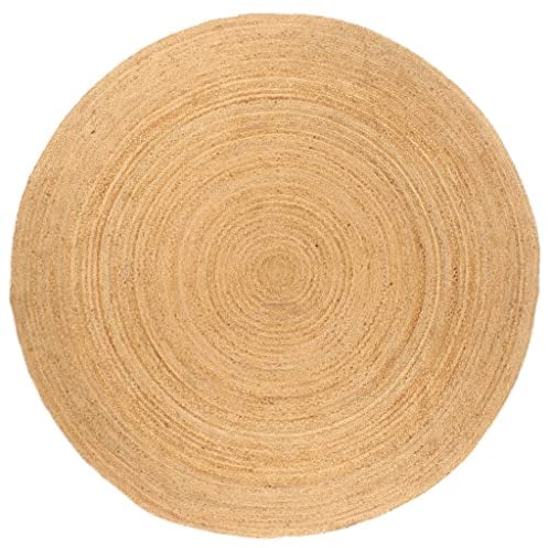 vidaXL Teppich Jute Geflochten Handgefertigt Wohnzimmerteppich Juteteppich Handwebteppich Bodenmatte Schlafzimmer Wohnzimmer Flur 240cm Rund