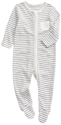 MORI Baby Zip-Up Sleepsuit In Bamboo & Organic Cotton, Multiple Sizes | Nickel-free front poppers ensure quick, safe changes, with built-in feet and a soft finish for overnight comfort.