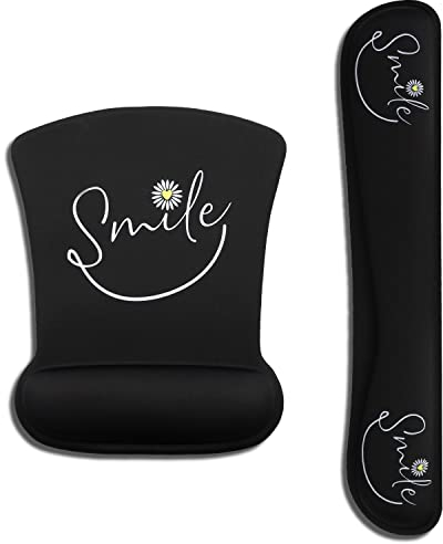 AOKSUNOVA Alfombrilla de ratón ergonómica con Almohadilla de Gel para Teclado y reposamuñecas, Color Negro