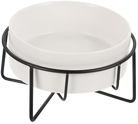 POPETPOP Gamelle Surélevée pour Animaux De Compagnie Bol De Nourriture pour Chat 400 ML Support Métal 13 Cm Protection Cou Chats Chiens