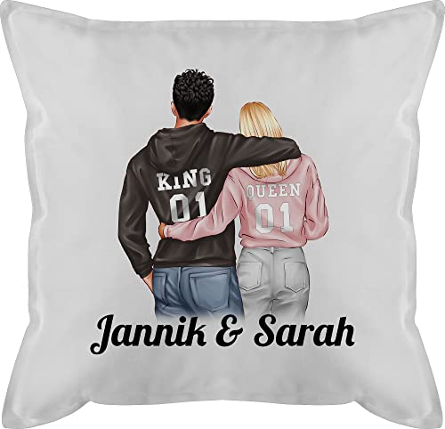 Kissen 50x50 - Ideen - Partner Geschenke Paar King Queen Couple I Pärchen Weihnachts-Geschenke Valentinstag - 50 x 50 cm - Weiß Schatz partnerkisen liebeserklärung