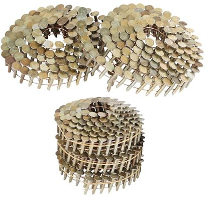 Timunr 3600 Count Siding Nails 15 Degree 7/8 Inch x 0.12 Inch Collated Wire Coil Full Round Head Ring Shank Electro Galvanized Roofing Nails