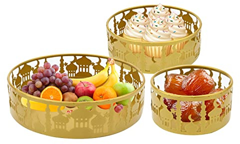 Gukasxi 3 Pcs Eid Ramadan Mubarak Trays Ramadan Food fruit Serving Tray Islam Eid Mubarak Trays Platters Kitchen Serving Tableware Ramadan Mubarak Table Decorations Islam Eid Plate Party Favor Supply