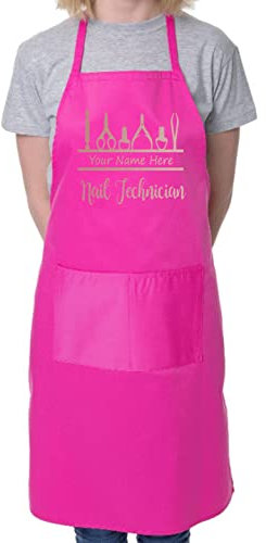 Print4U Personalised Apron Nail Technician Any Name Great For Work Nail Beauty Pink
