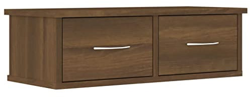 vidaXL Wall Cabinet, Brown Oak Engineered Wood, 60x26x18.5 cm, 2 Drawers, Moisure-, Easy Installation, Versatile Use, Living Room Furniture