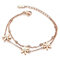 Kaguyo 14k Rose gold plated Stainless Steel Daisy flower Double layer Chain Infinity link charm Bracelet for women girls, friendship birthday gift (3 CZ daisy bracelets)