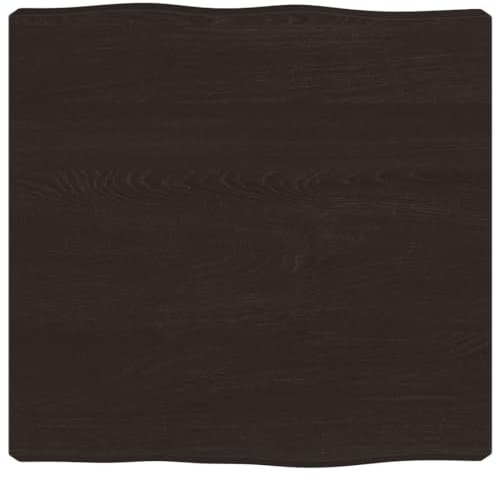 vidaXL Tischplatte, Holzplatte für Tisch Esstisch Couchtisch, Massivholzplatte Handgefertigt mit Baumkante, Ersatztischplatte, Dunkelbraun 40x40x(2-6) cm Massivholz Behandelt