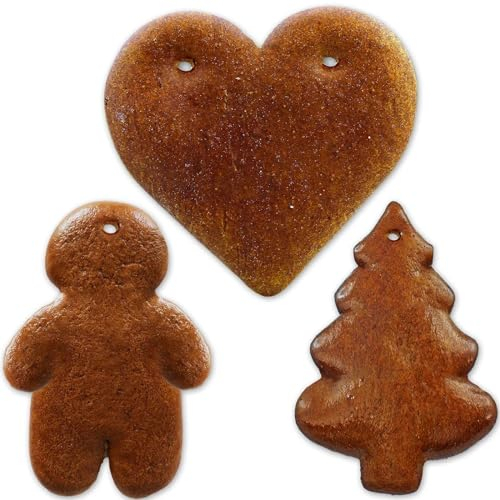 15x Lebkuchen Rohlinge je 5x Herz Tanne Mann zum verzieren - Bastelset zum selber Gestalten für Weihnachten basteln LEBKUCHEN WELT