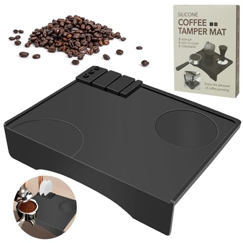 ZephyrCraft Tapis à café de tamponnage en silicone avec tamper Espresso et protection des bords - Accessoire de barista premium, tapis tassage café pour tamper le café avec emplacement pour le porte