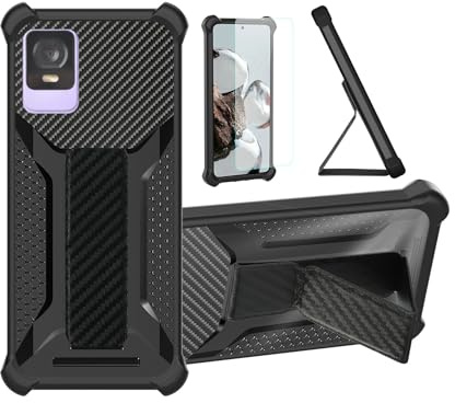 Aroepurt Coque pour Qilive Smartphone 6 4g Q2-23 Coque Étui Case Cover Hybride [avec Protection d'écran en Verre trempé] [Support magnétique Pliable] [givré résistant aux Empreintes digitales] Noir