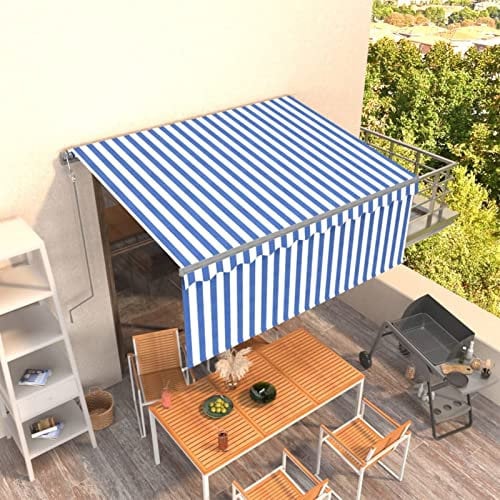 Festnight Toldo Motorizado 3 x 2.5 m-Type 2 con Persiana, Toldo Eléctrico y Manual Retráctil,Toldo Articulado Eléctrico con Mando a Distancia, para Terraza, Jardín Azul y Blanco