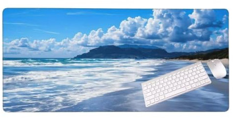 Gaming Tapis de Souris La mer Bleue Tapis Souris XXL 120 x 40 cm, Grand Tapis de Bureau sous Main avec Base en Caoutchouc Antidérapante, Tapis de Souris Gaming Accessoire, Decoration Maison S-6940