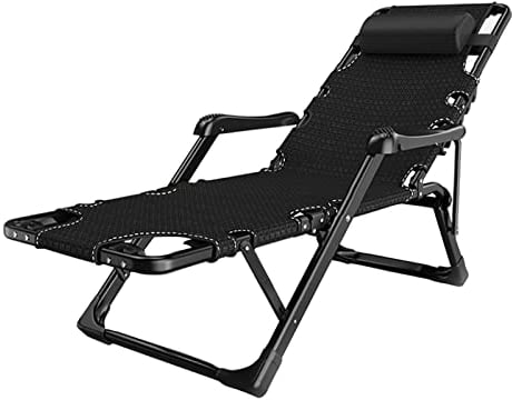 Gravity Lounge Chair, Outdoor-Liegestuhl, Lounge-Sessel, verstellbare, zusammenklappbare Campingliege, atmungsaktive, zusammenklappbare Liege für Camping-Pool-Strandstützen, Schwarz_170 x 35 x 65 cm