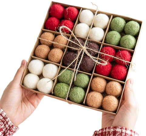 Ueiwffzo 36 Stück Weihnachtskugeln Set - Schickes Filz Christbaumkugeln Set, Weihnachtsbaumschmuck, DIY Weihnachtsdeko, Ideale für Partys & Christmas Decorations (A)